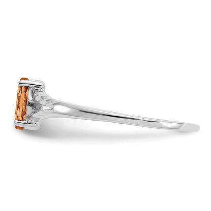 14K Weißgold Ring mit poliertem echtem Citrin-Geburtsstein