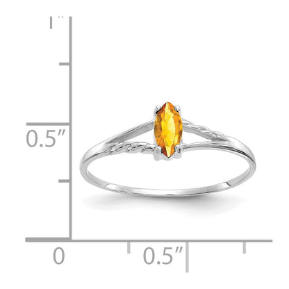14K Weißgold Ring mit poliertem echtem Citrin-Geburtsstein
