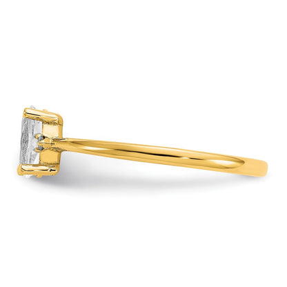 10 Karat Gelbgold Ring mit poliertem echtem Diamant und weißem Topas-Geburtsstein