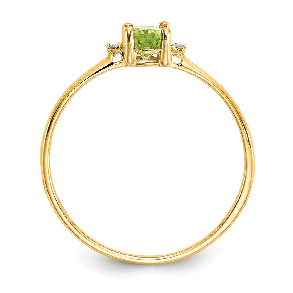 10K Gelbgold Ring mit poliertem natürlichem Diamant und Peridot als Geburtsstein
