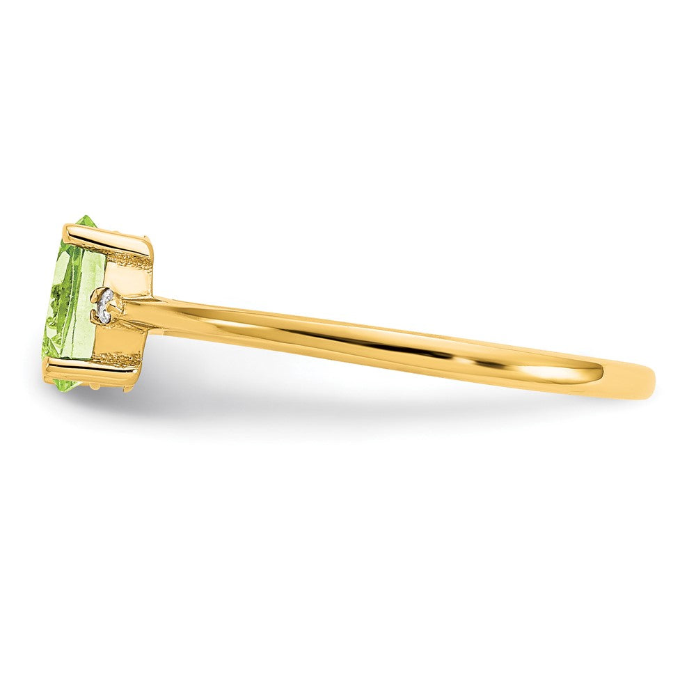 10K Gelbgold Ring mit poliertem natürlichem Diamant und Peridot als Geburtsstein