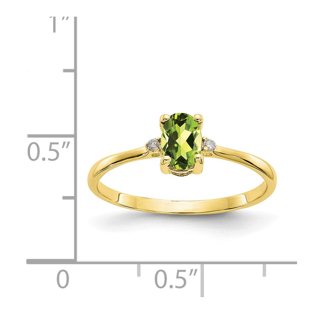 10K Gelbgold Ring mit poliertem natürlichem Diamant und Peridot als Geburtsstein