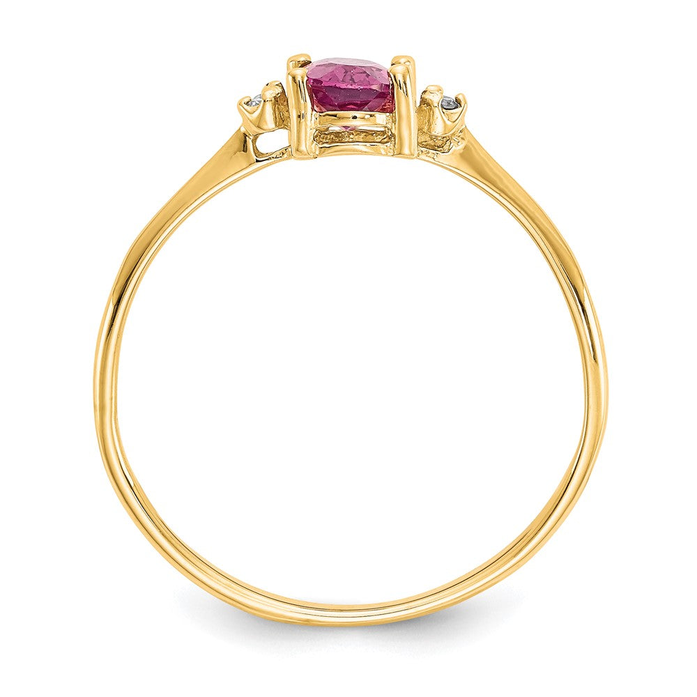 10K Gelbgold polierter Ring mit echtem Diamant & Pink-Turmalin-Geburtsstein