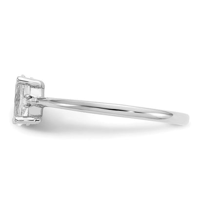 14K Weißgold Ring, poliert, mit echtem Diamant und Weißem Topas als Geburtsstein