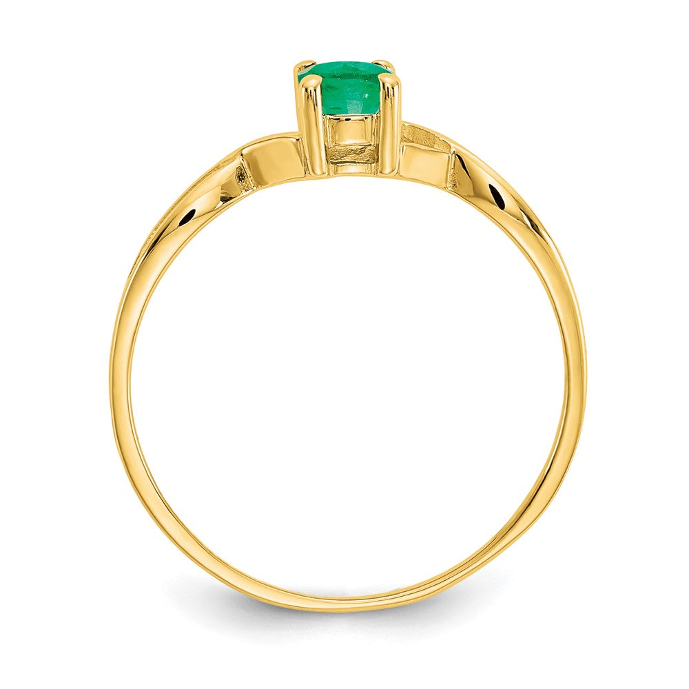10K Gelbgold Ring mit poliertem echtem Smaragd-Geburtsstein
