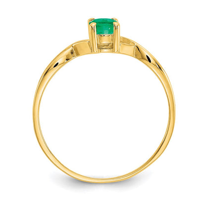 10K Gelbgold Ring mit poliertem echtem Smaragd-Geburtsstein
