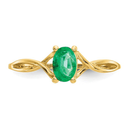 10K Gelbgold Ring mit poliertem echtem Smaragd-Geburtsstein
