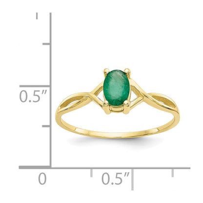 10K Gelbgold Ring mit poliertem echtem Smaragd-Geburtsstein