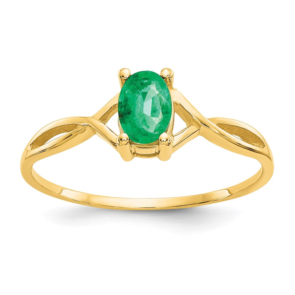 10K Gelbgold Ring mit poliertem echtem Smaragd-Geburtsstein