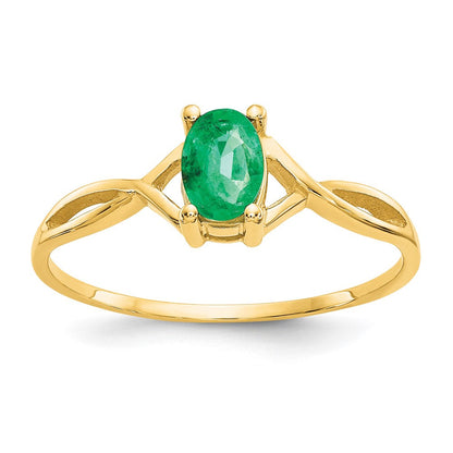 10K Gelbgold Ring mit poliertem echtem Smaragd-Geburtsstein