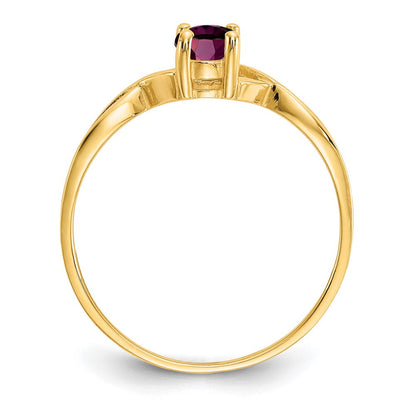 10K Gelbgold Ring mit poliertem, echtem Rhodolith-Granat-Geburtsstein