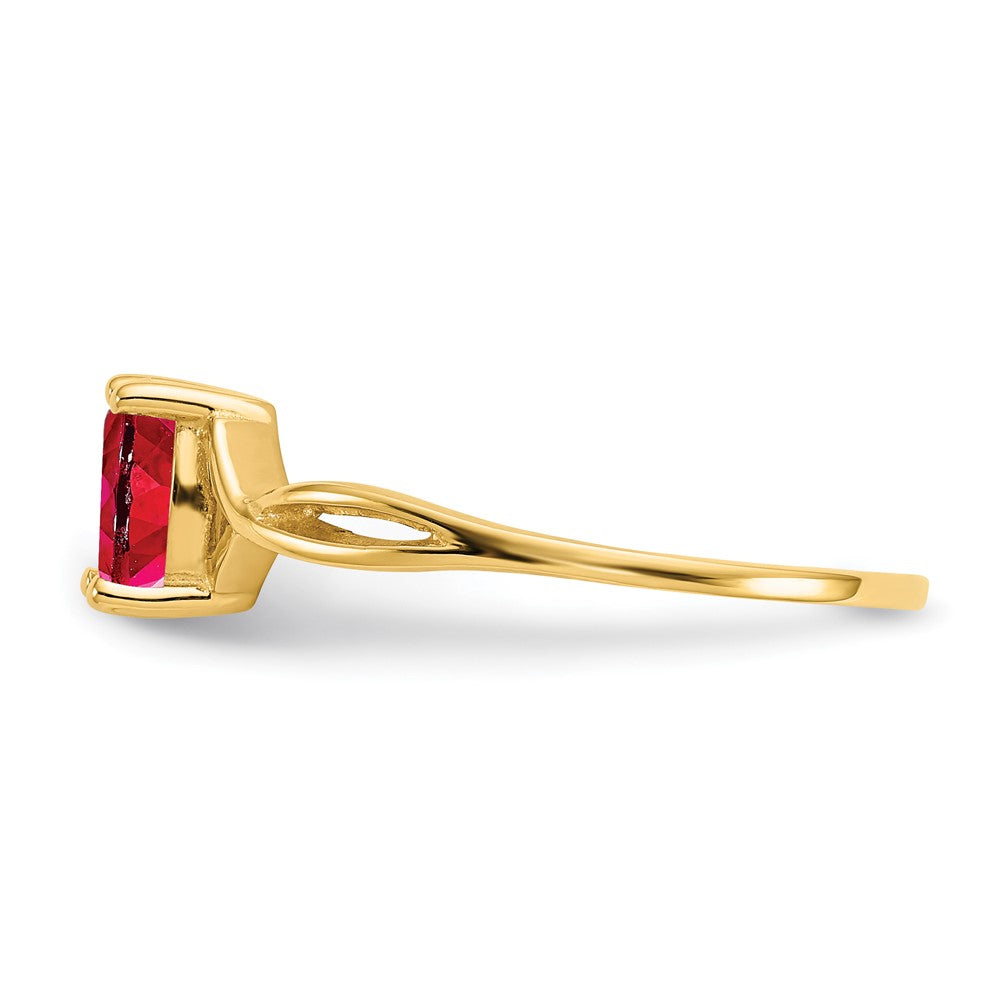10K Gelbgold Ring mit poliertem echtem Rubin-Geburtsstein