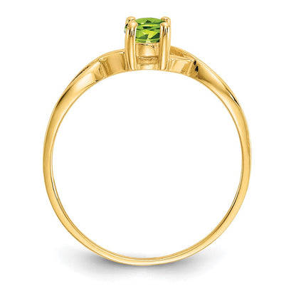 10K Gelbgold Ring mit poliertem echtem Peridot-Geburtsstein