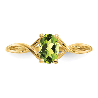 10K Gelbgold Ring mit poliertem echtem Peridot-Geburtsstein