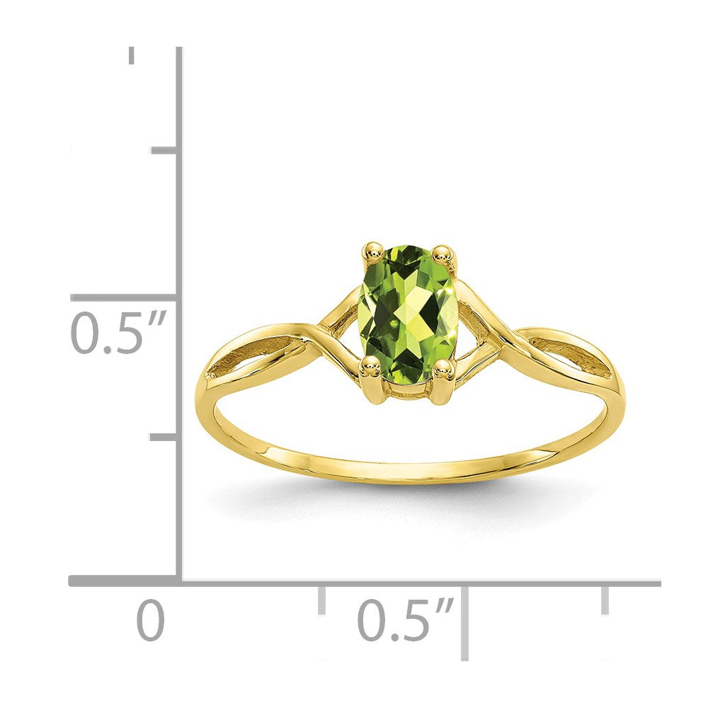 10K Gelbgold Ring mit poliertem echtem Peridot-Geburtsstein