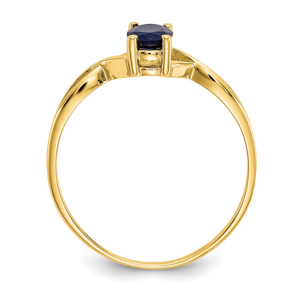 10K Gelbgold Ring mit Politur und echtem Saphir-Geburtsstein