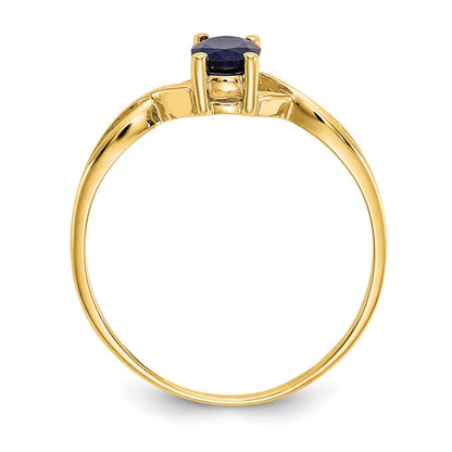 10K Gelbgold Ring mit Politur und echtem Saphir-Geburtsstein