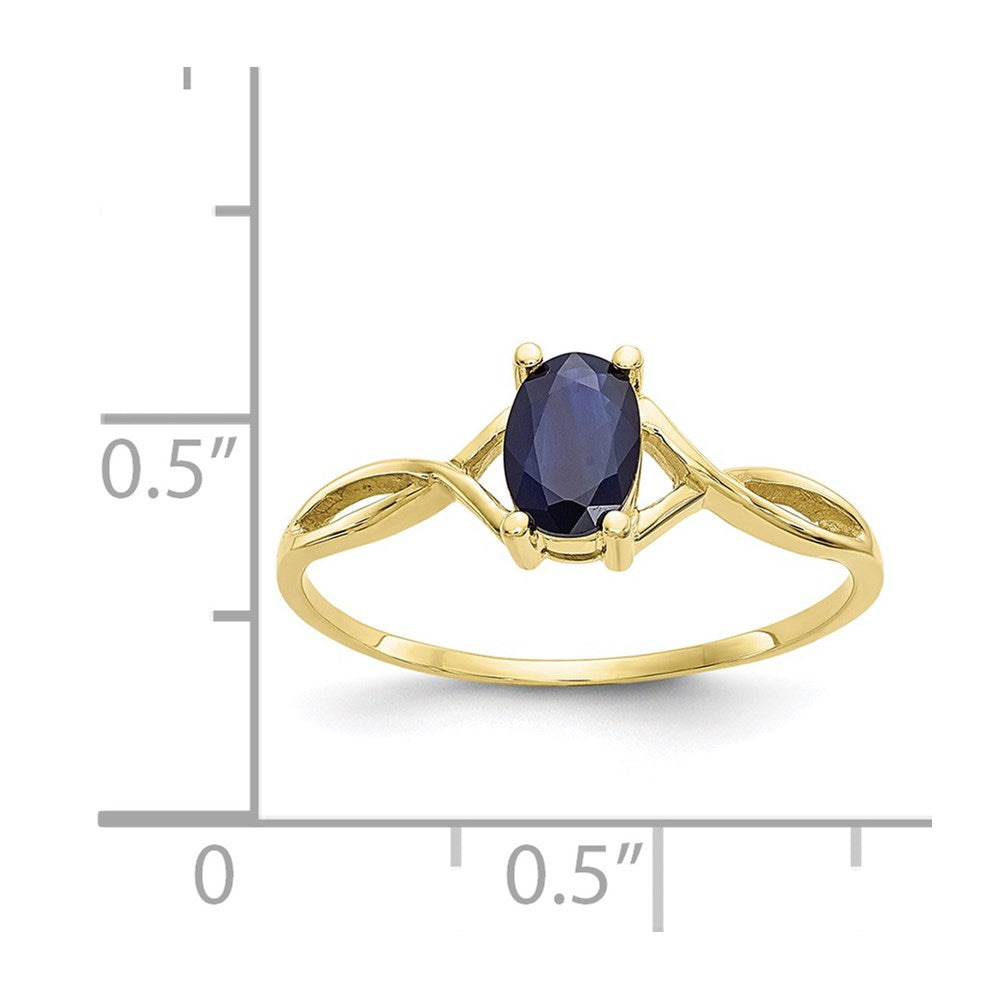 10K Gelbgold Ring mit Politur und echtem Saphir-Geburtsstein