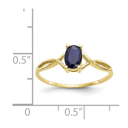 10K Gelbgold Ring mit Politur und echtem Saphir-Geburtsstein