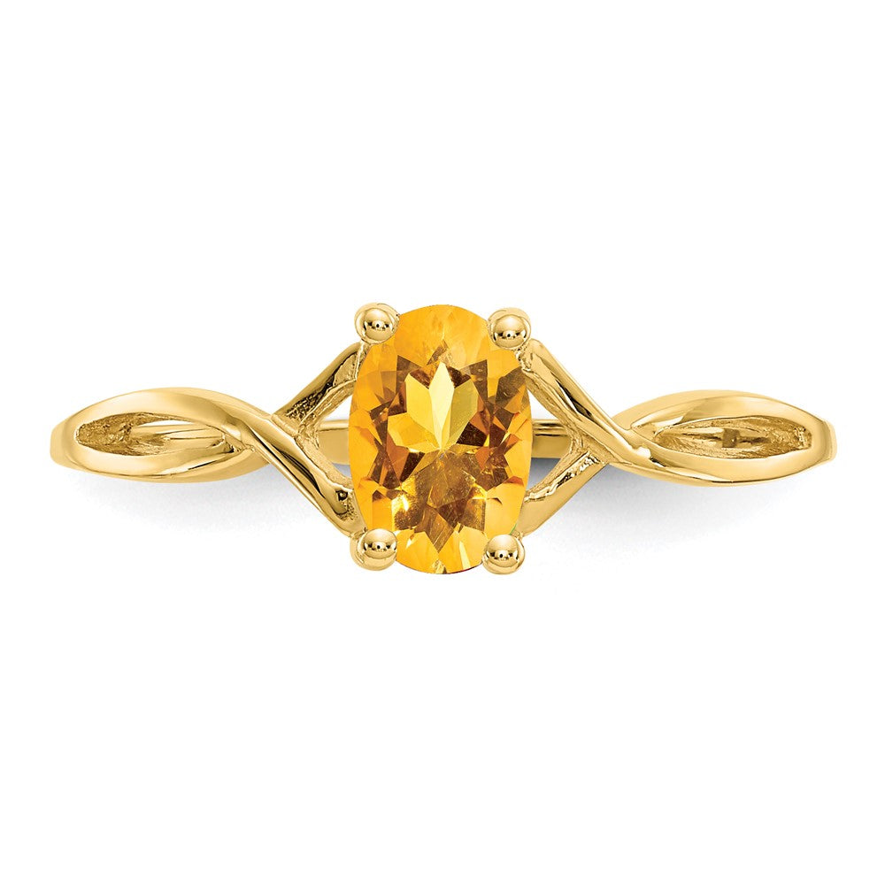 10K Gelbgold Ring mit poliertem echtem Citrin-Geburtsstein