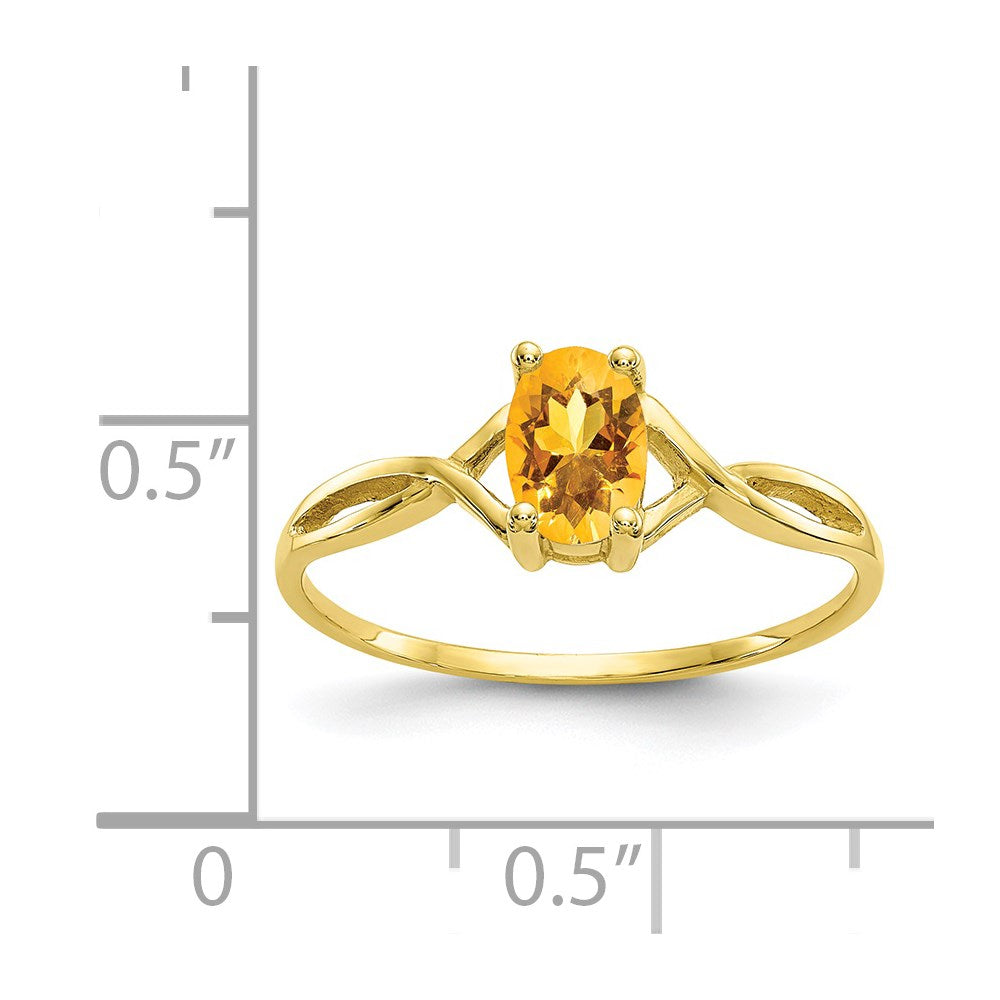 10K Gelbgold Ring mit poliertem echtem Citrin-Geburtsstein
