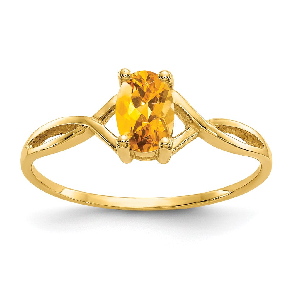 10K Gelbgold Ring mit poliertem echtem Citrin-Geburtsstein