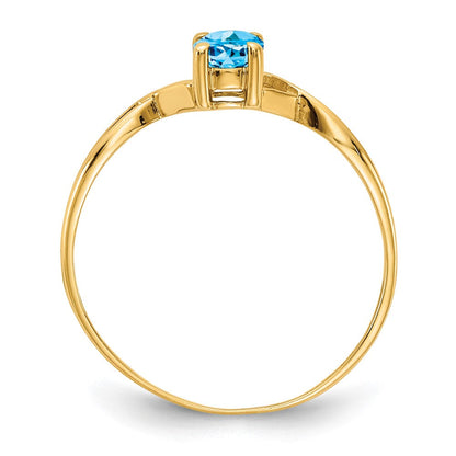 10K Gelbgold Ring mit poliertem echtem Blautopas-Geburtsstein