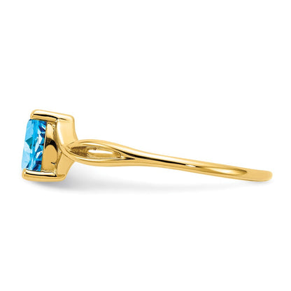 10K Gelbgold Ring mit poliertem echtem Blautopas-Geburtsstein