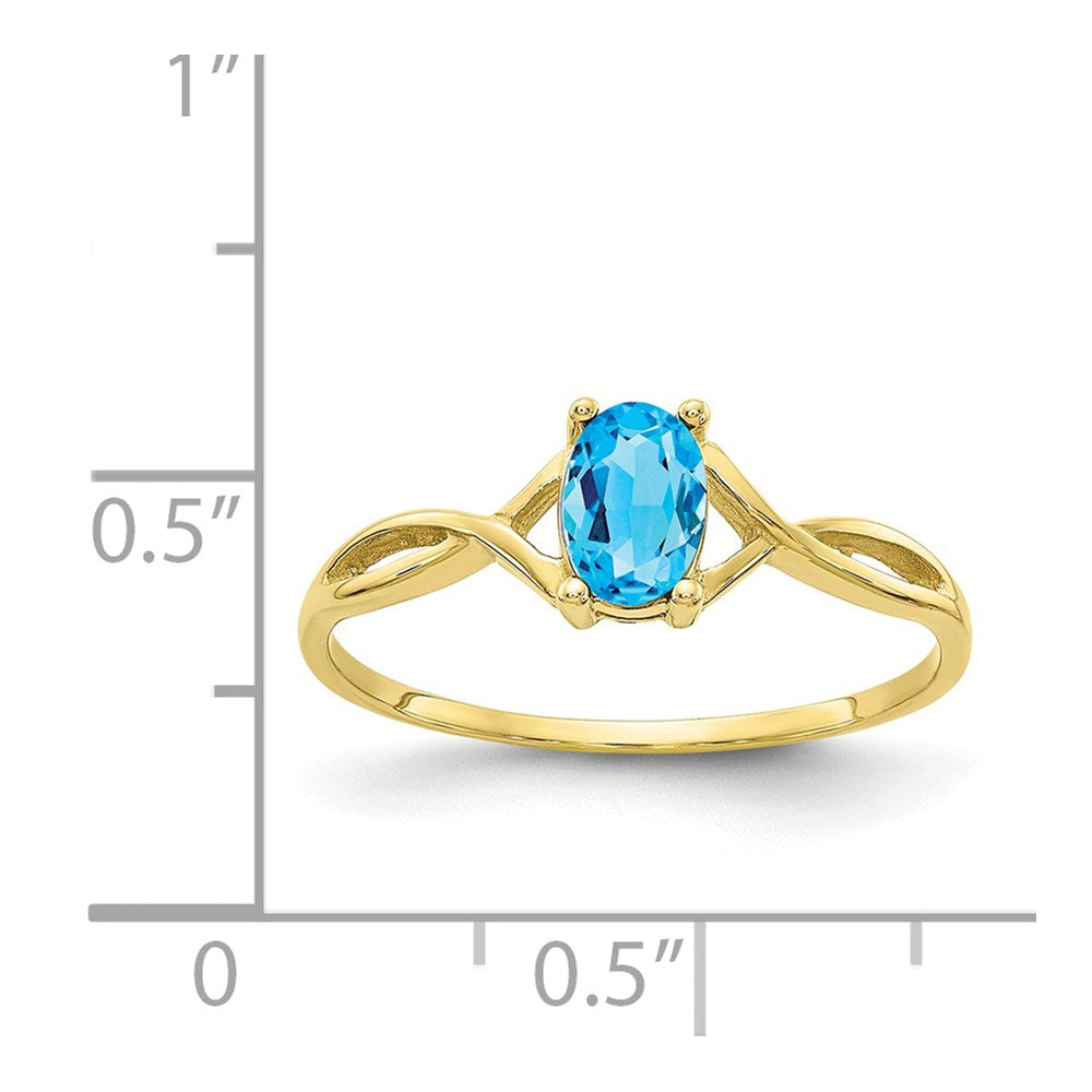 10K Gelbgold Ring mit poliertem echtem Blautopas-Geburtsstein