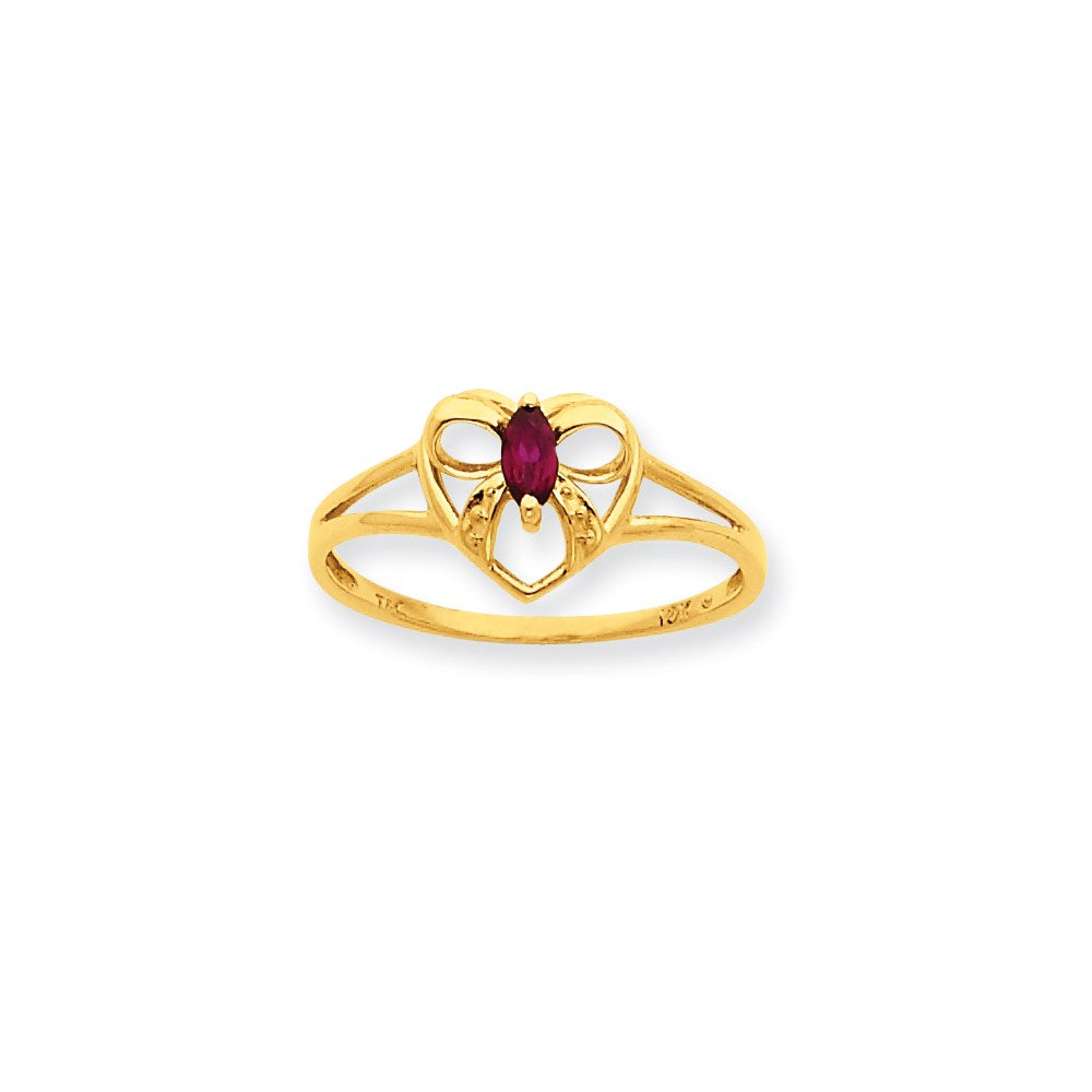10K Gelbgold Ring mit poliertem echtem Granat-Geburtsstein