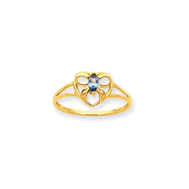 10K Gelbgold Ring mit poliertem, echtem Aquamarin-Geburtsstein