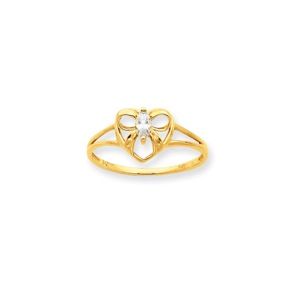 10K Gelbgold Ring mit poliertem echtem Weißtopas-Geburtsstein