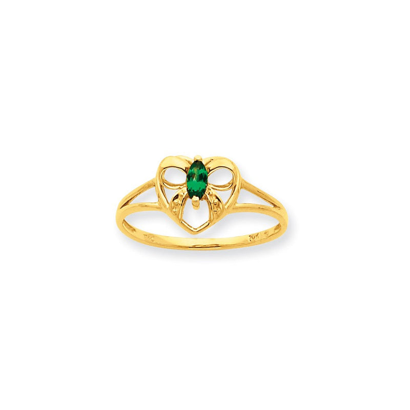10K Gelbgold Ring, poliert, mit echtem Smaragd-Geburtsstein