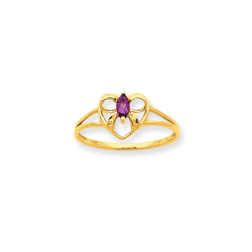 10K-Gelbgold-Ring, poliert, mit echtem Rhodolith-Granat-Geburtsstein