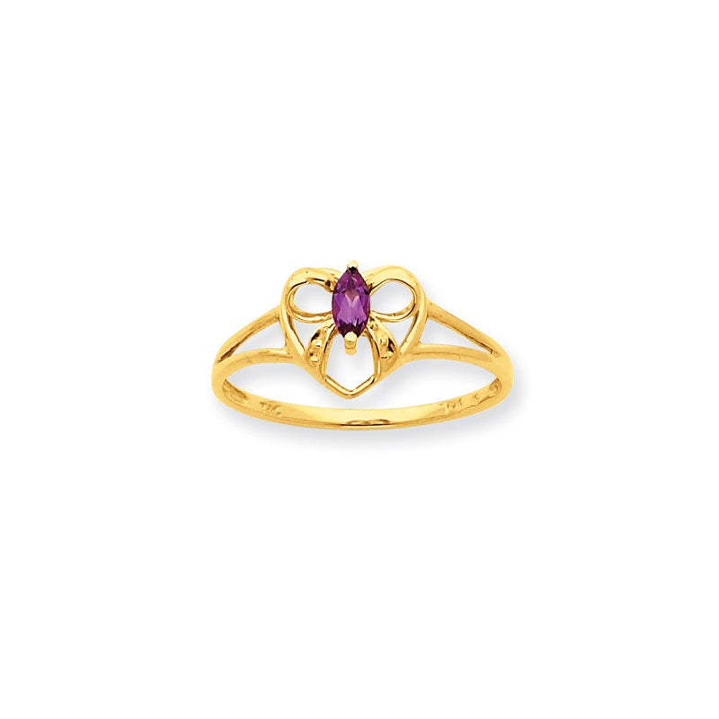 10K-Gelbgold-Ring, poliert, mit echtem Rhodolith-Granat-Geburtsstein