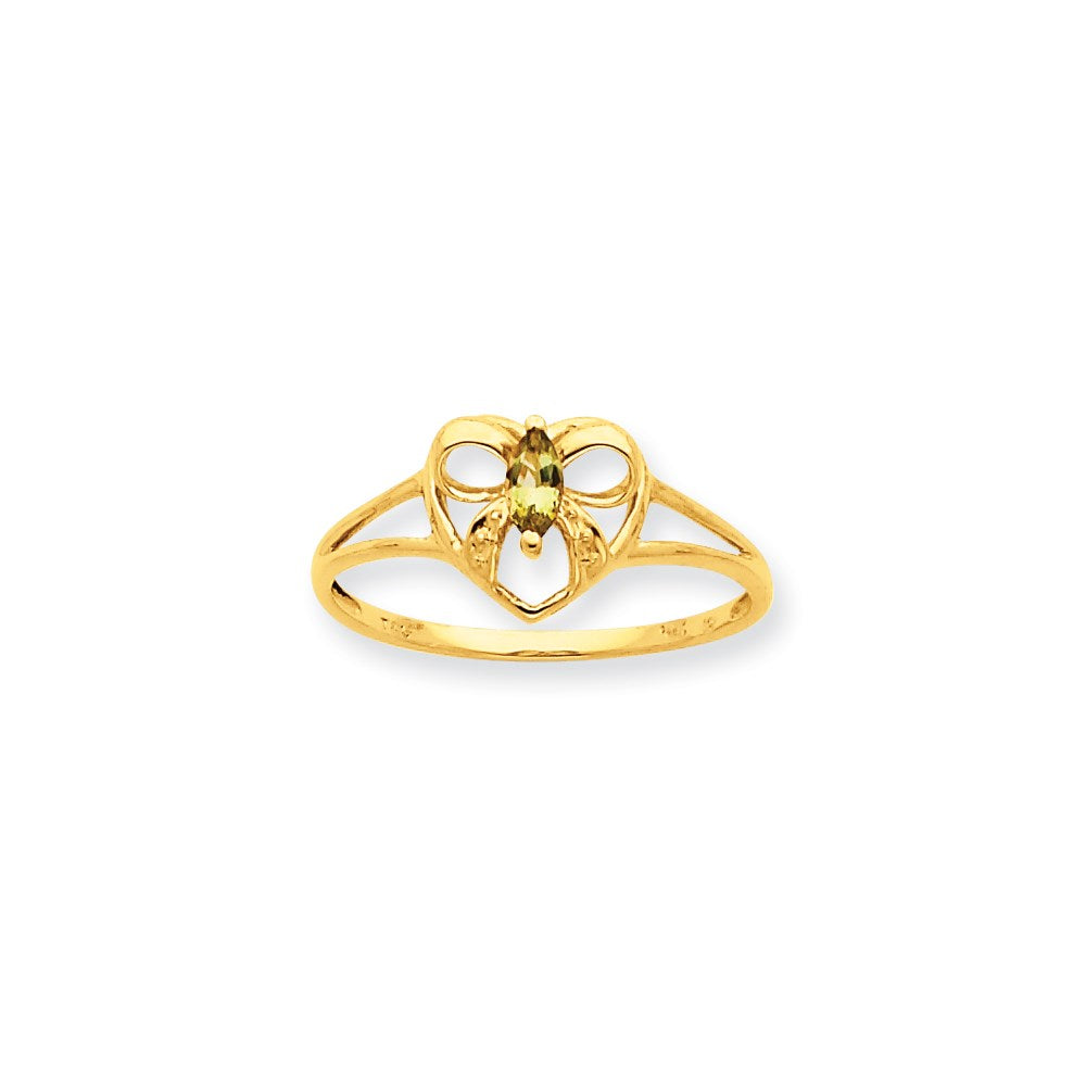 10K Gelbgold Polierter Echter Peridot-Geburtsstein-Ring