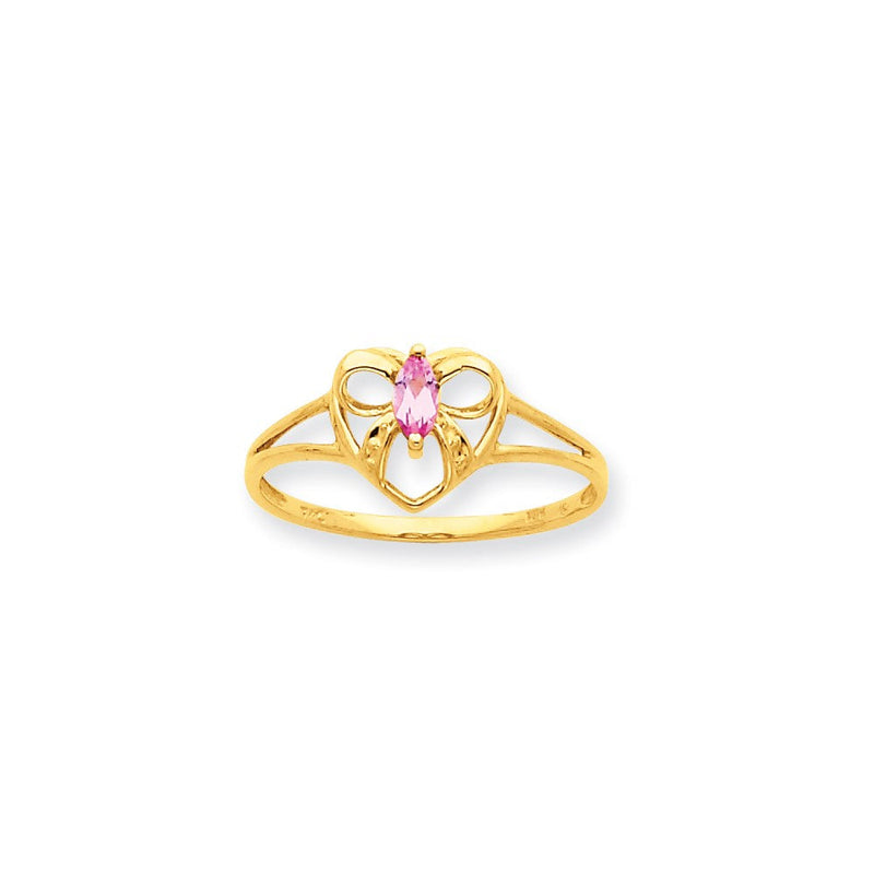 10K Gelbgold Ring mit poliertem echtem Rosa Turmalin Geburtsstein