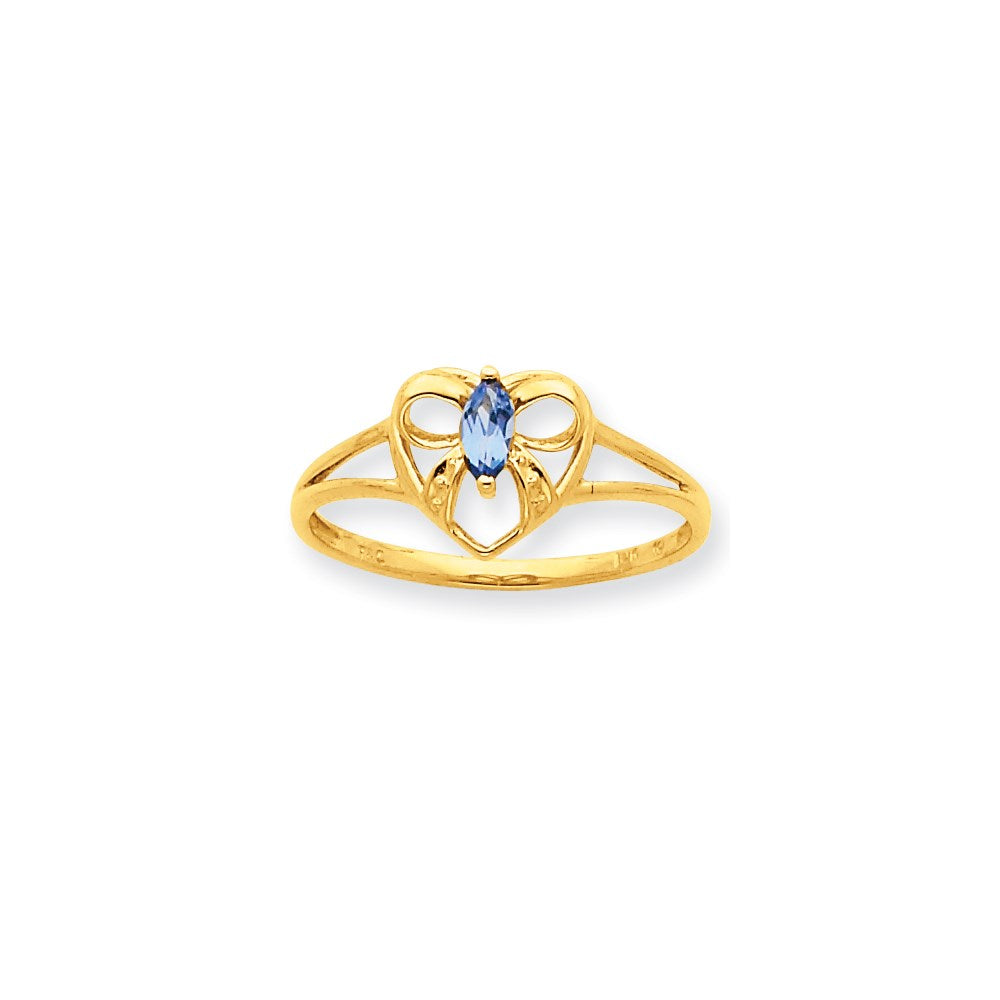 10K Gelbgold Ring mit poliertem, echtem Blautopas-Geburtsstein