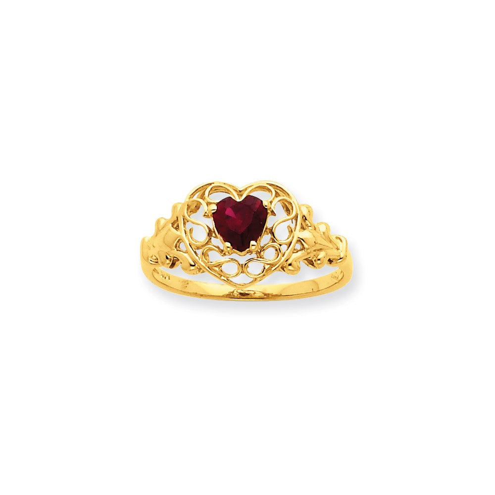 10K Gelbgold Ring mit poliertem, echtem Granat-Geburtsstein
