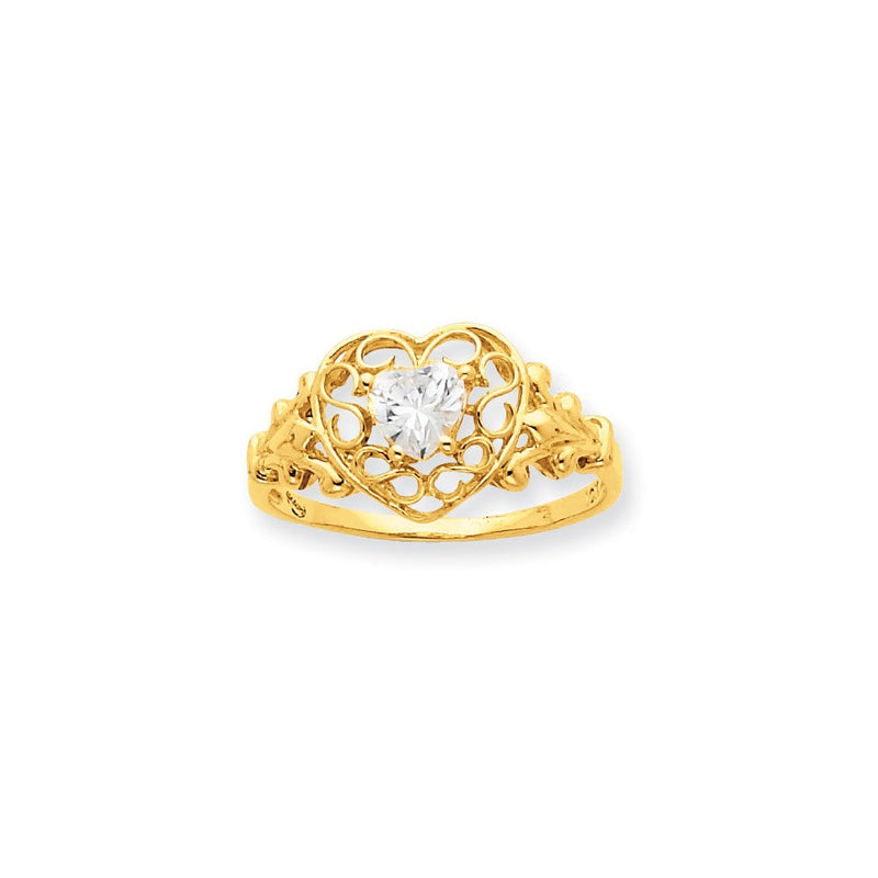 10K Gelbgold Geburtsstein-Ring mit echtem Weißtopas, poliert