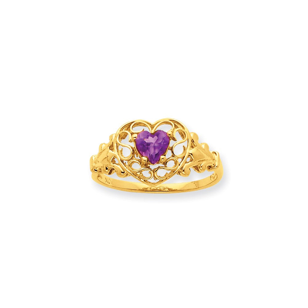10K Gelbgold Ring mit poliertem echtem Rhodolith-Granat-Geburtsstein