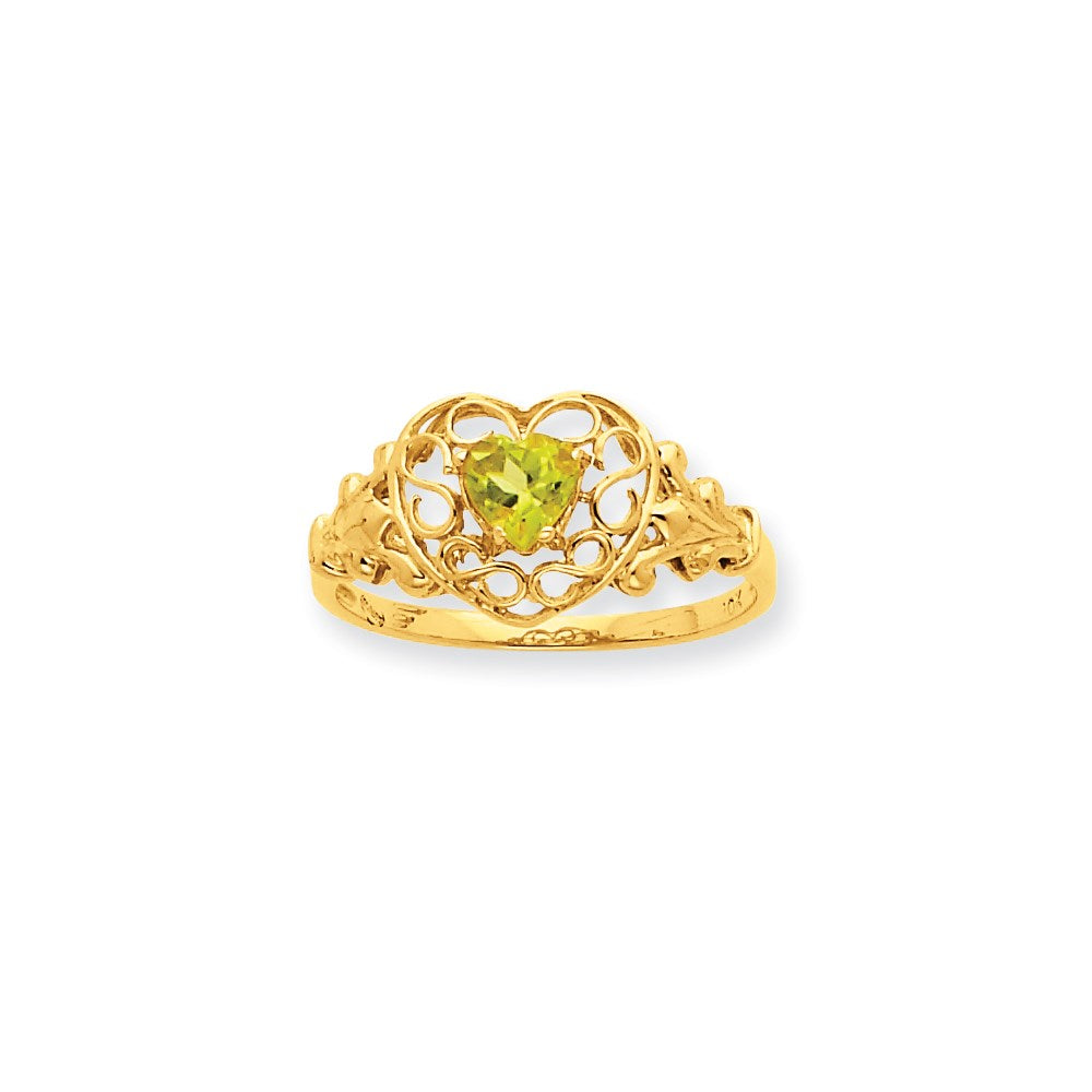 10K Gelbgold Ring mit poliertem echtem Peridot-Geburtsstein