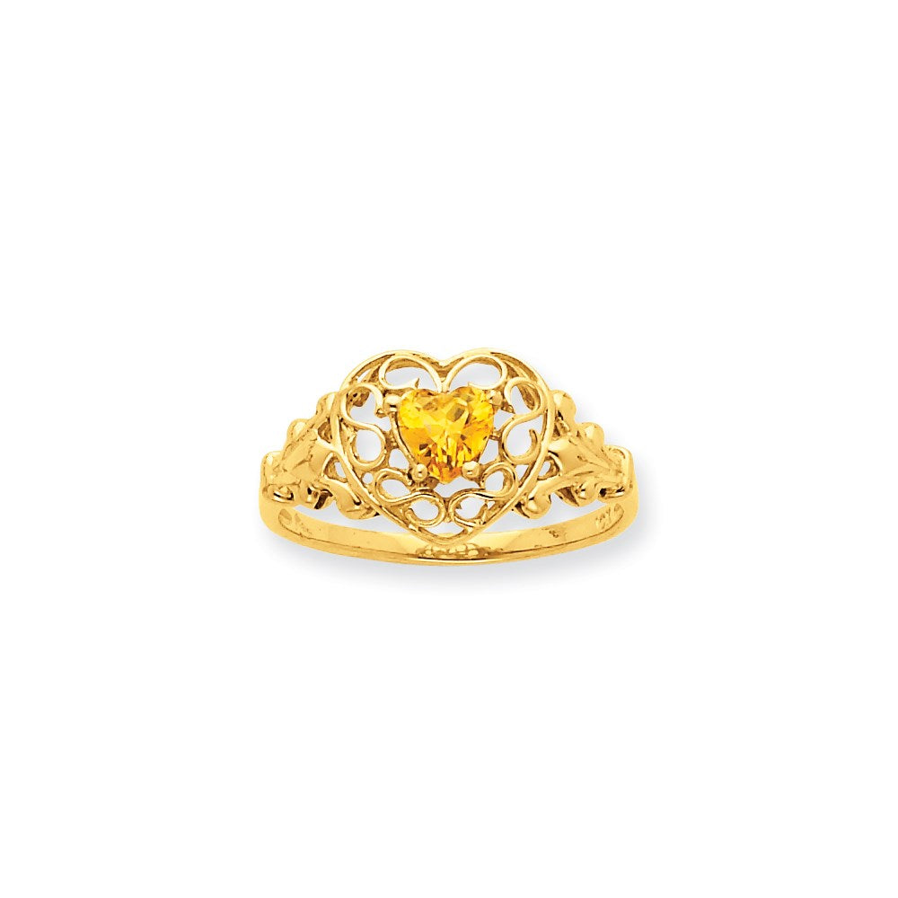 10K-Gelbgold-Ring mit Citrin-Geburtsstein, poliert