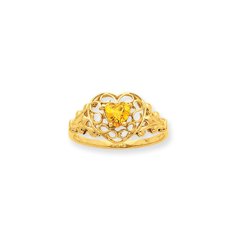10K-Gelbgold-Ring mit Citrin-Geburtsstein, poliert
