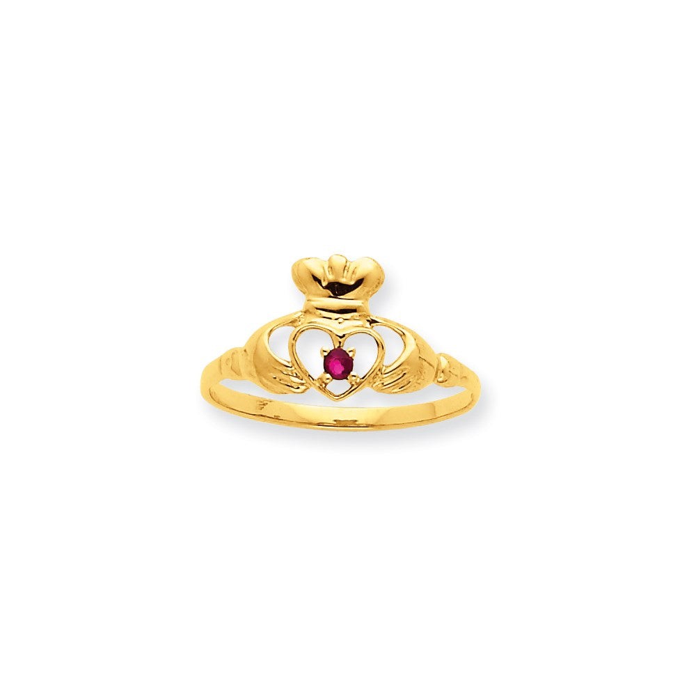 10K Gelbgold Ring mit poliertem echtem Granat-Geburtsstein
