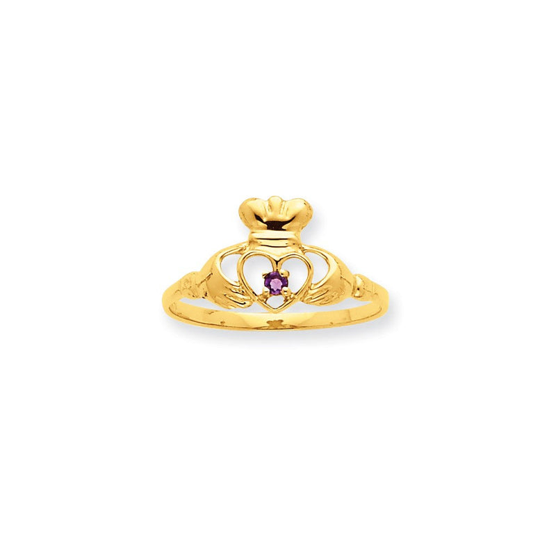 10K Gelbgold Ring mit poliertem echtem Amethyst-Geburtsstein