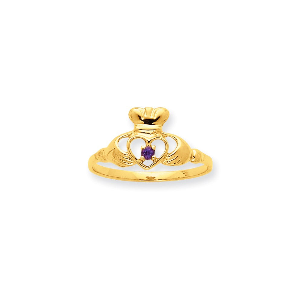 10K Gelbgold Ring mit poliertem echtem Rhodolith-Granat-Geburtsstein