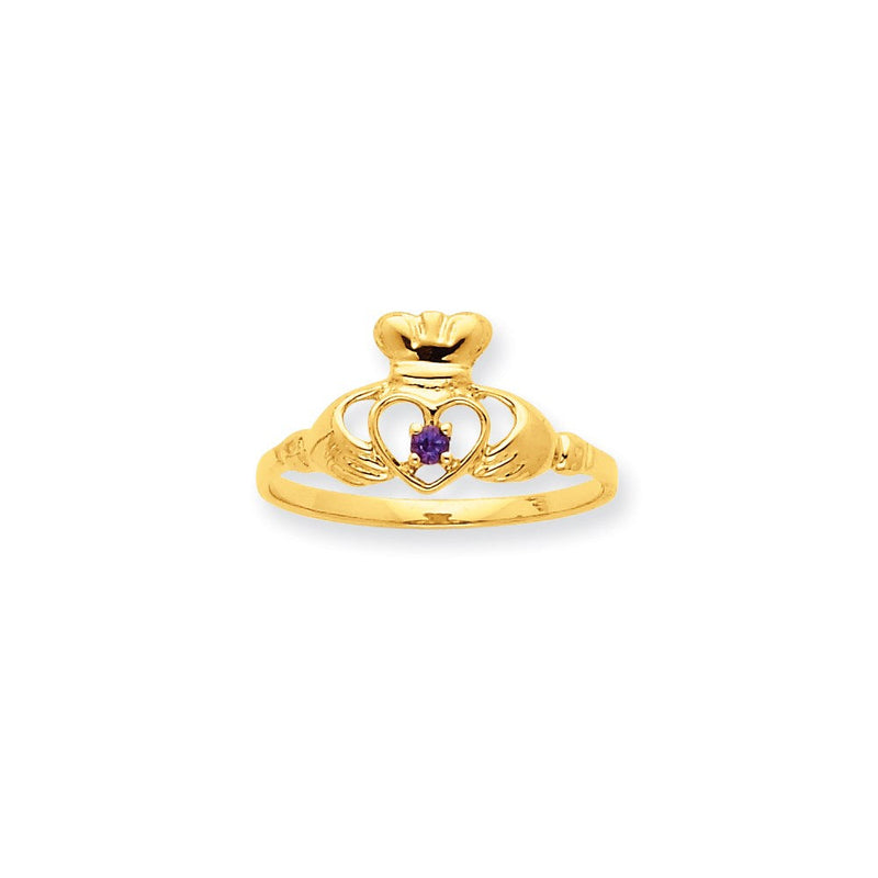 10K Gelbgold Ring mit poliertem echtem Rhodolith-Granat-Geburtsstein