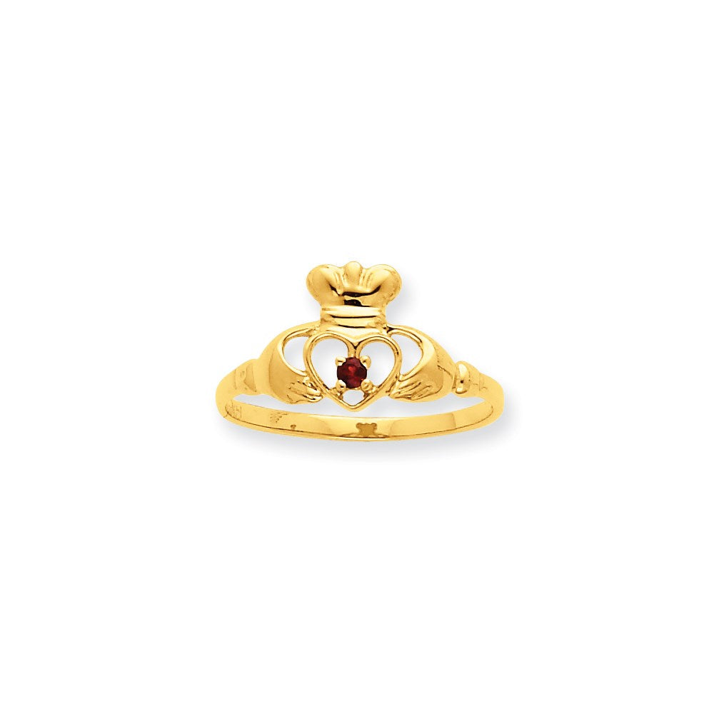 10K Gelbgold Ring mit poliertem echtem Rubin-Geburtsstein