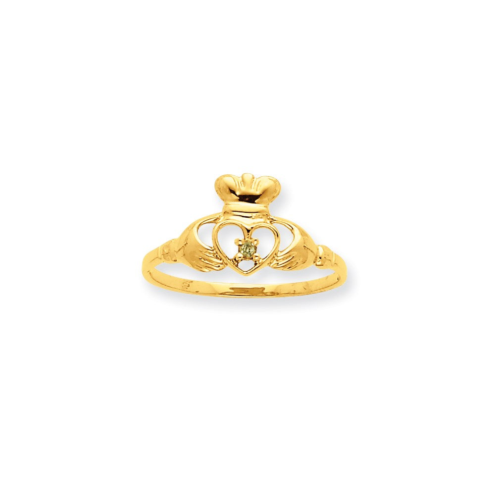 10K Gelbgold Ring mit poliertem echtem Peridot-Geburtsstein